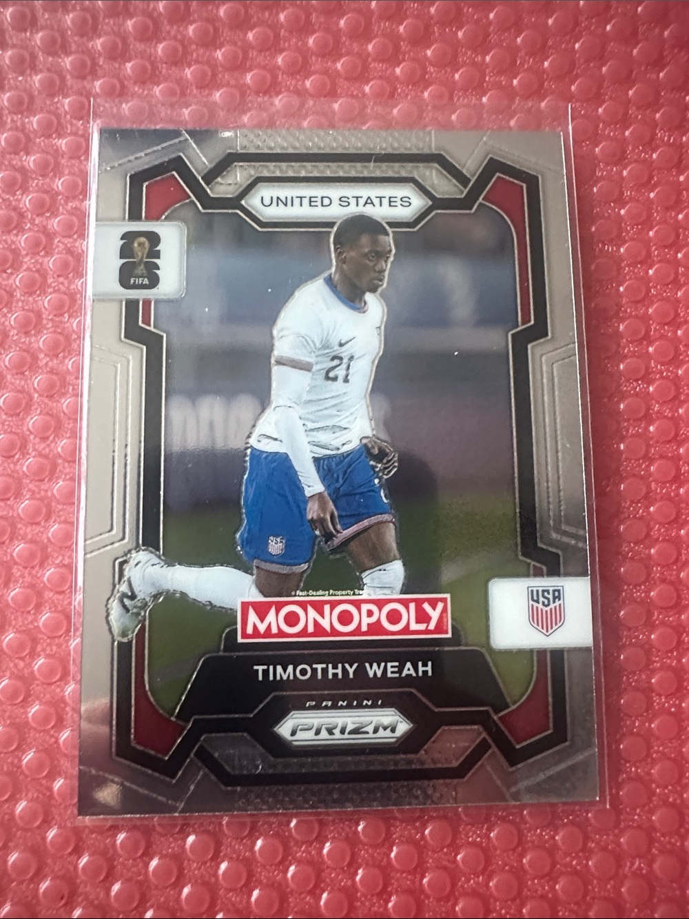 Panini Prizm Timothy Weah Soccer Card - White, Blue & Red Accents